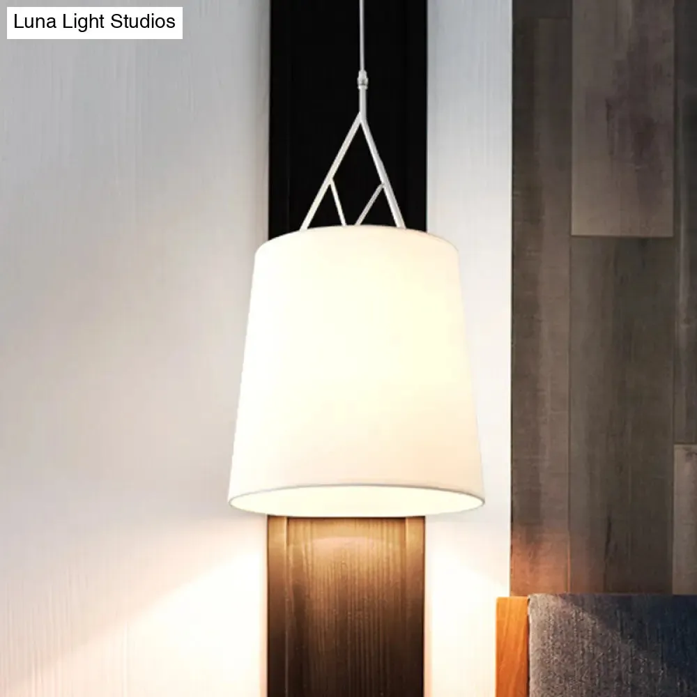 Modern LED Tapered Suspension Pendant - Black/White Fabric Hanging Lamp for Living Room