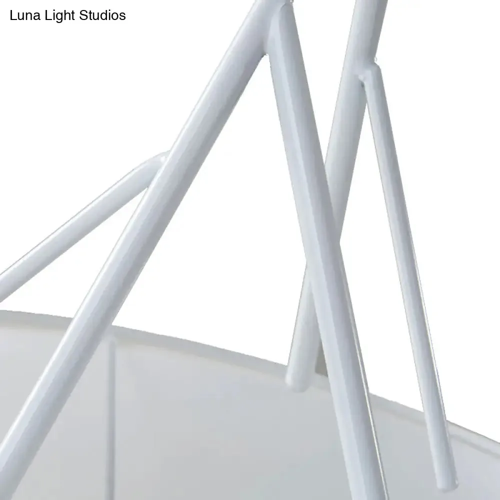 Modern LED Tapered Suspension Pendant - Black/White Fabric Hanging Lamp for Living Room