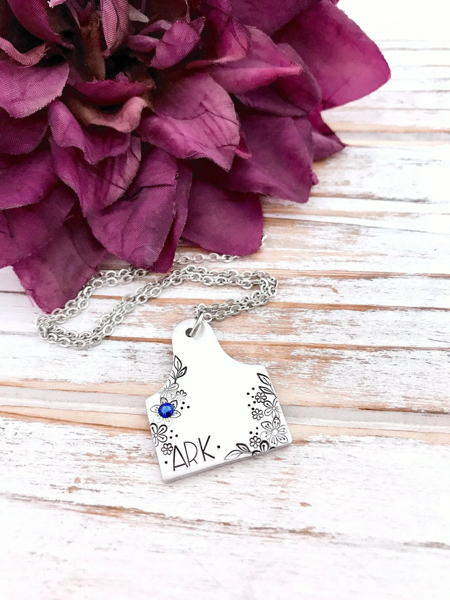 Monogram Cattle Tag Pendant Necklace Cow Ear Tag Rancher Farm Country Chic Mother's Day Gift Personalized Ag Fair Livestock Show