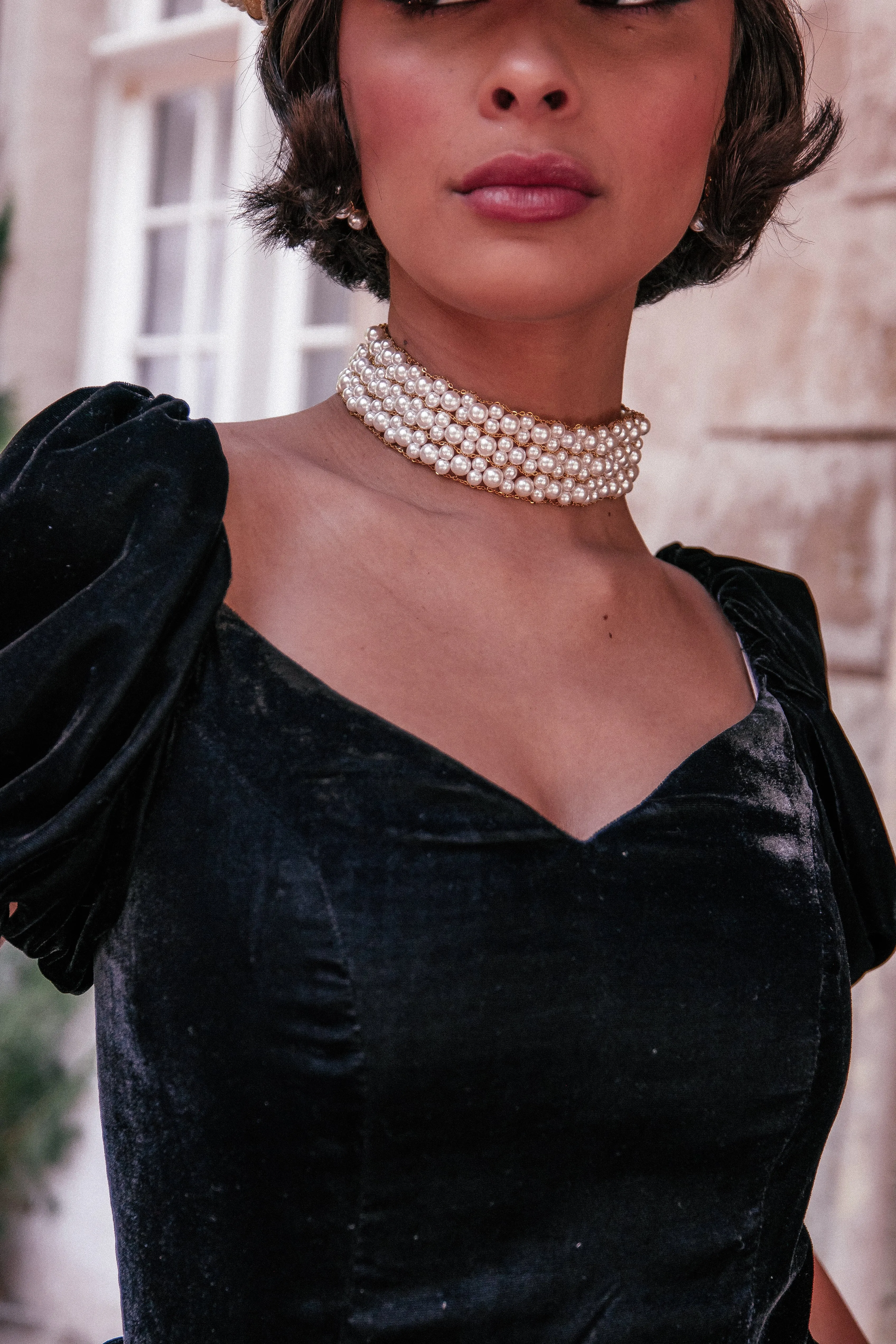 Moonlit Pearl Layered Choker