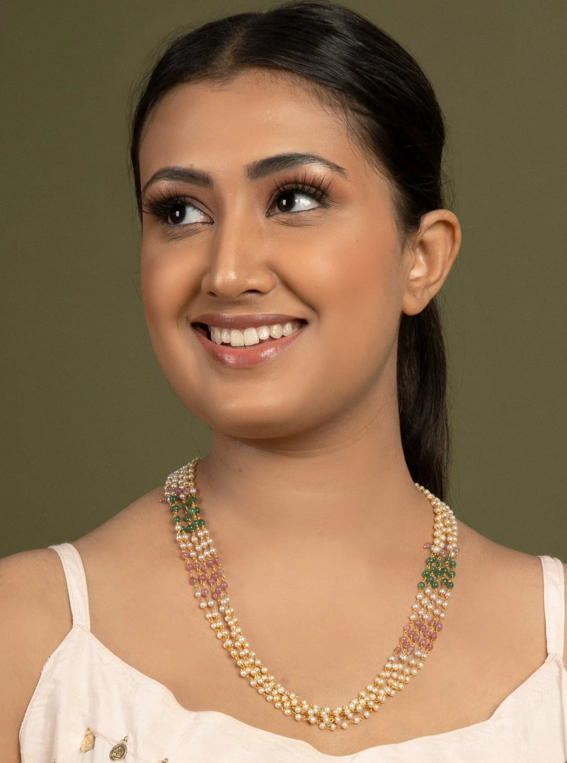 Multi Layered Designer Pearl String Necklace