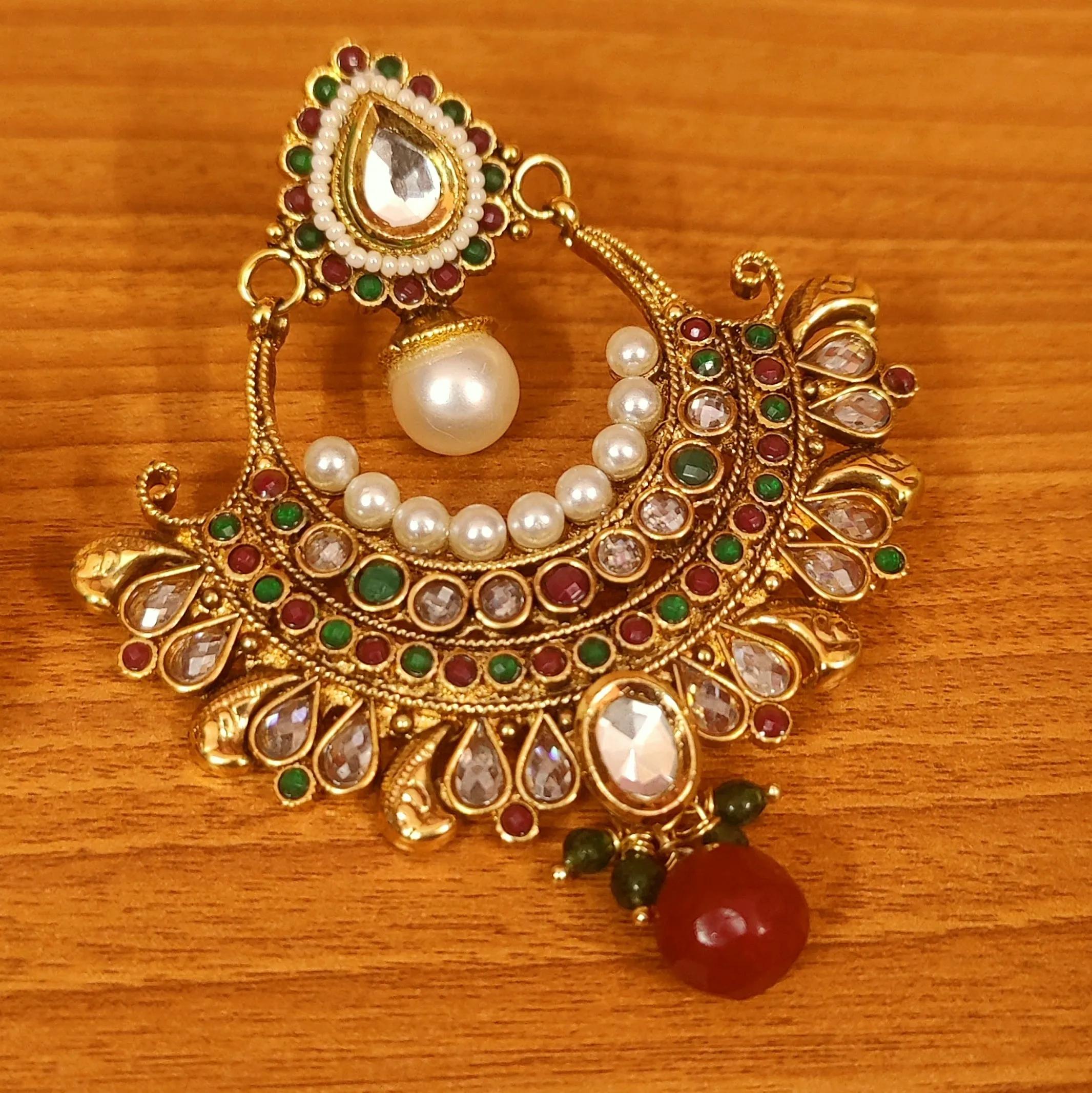 MULTICOLOUR KUNDAN LOOK POLKI CHAANDBAALI