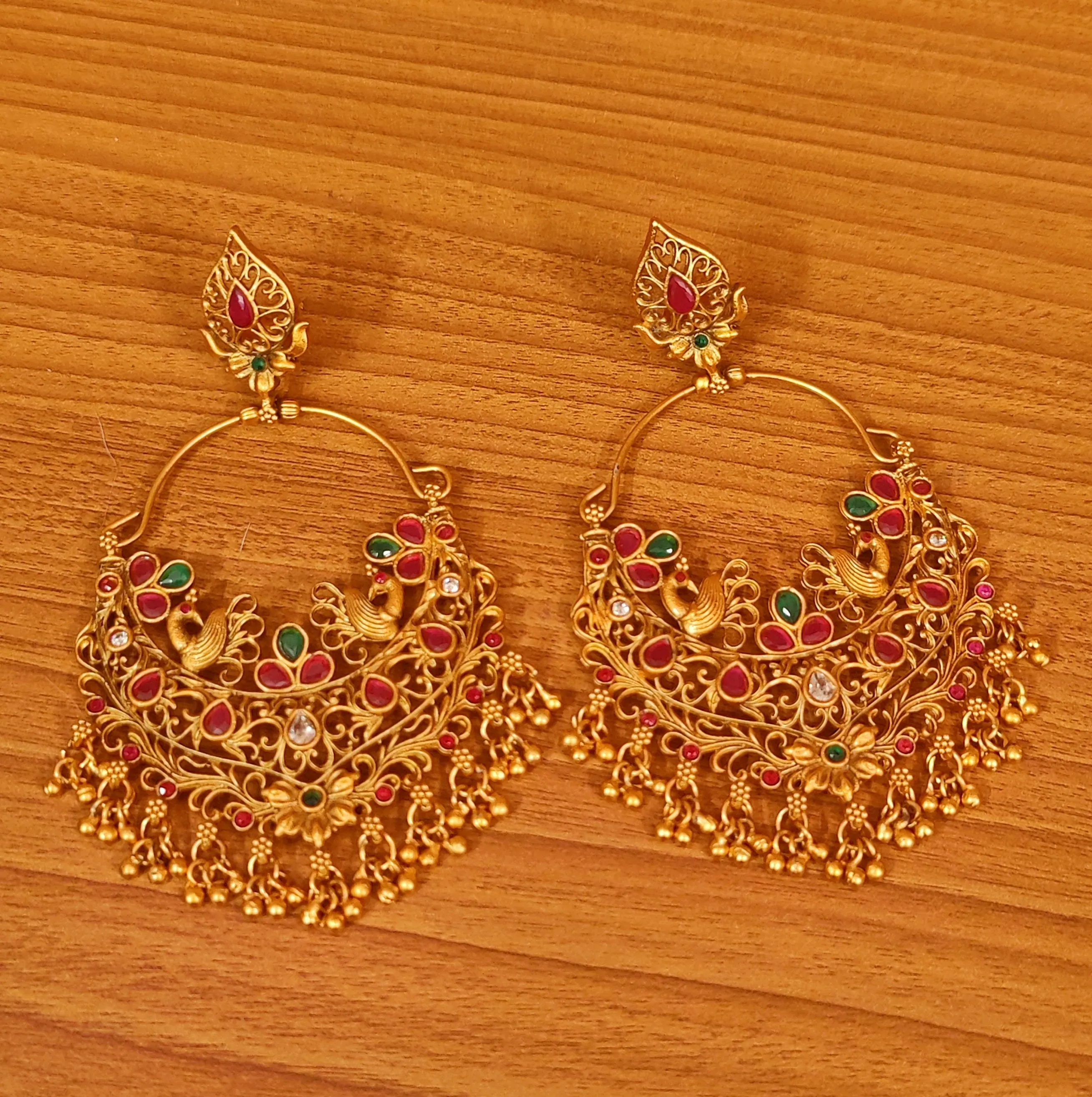 MULTICOLOUR MATT GOLD LOOK CHANDBALI DANGLERS