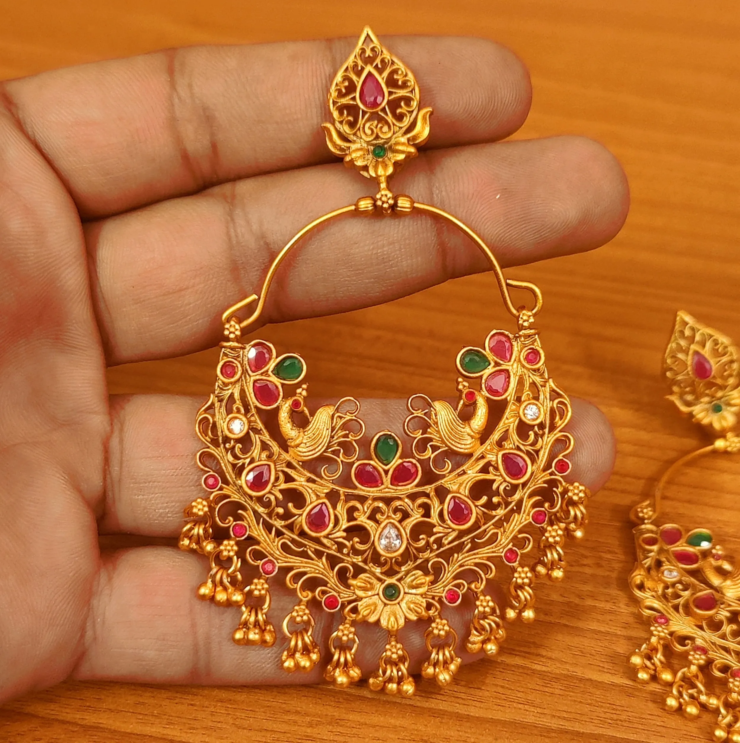 MULTICOLOUR MATT GOLD LOOK CHANDBALI DANGLERS