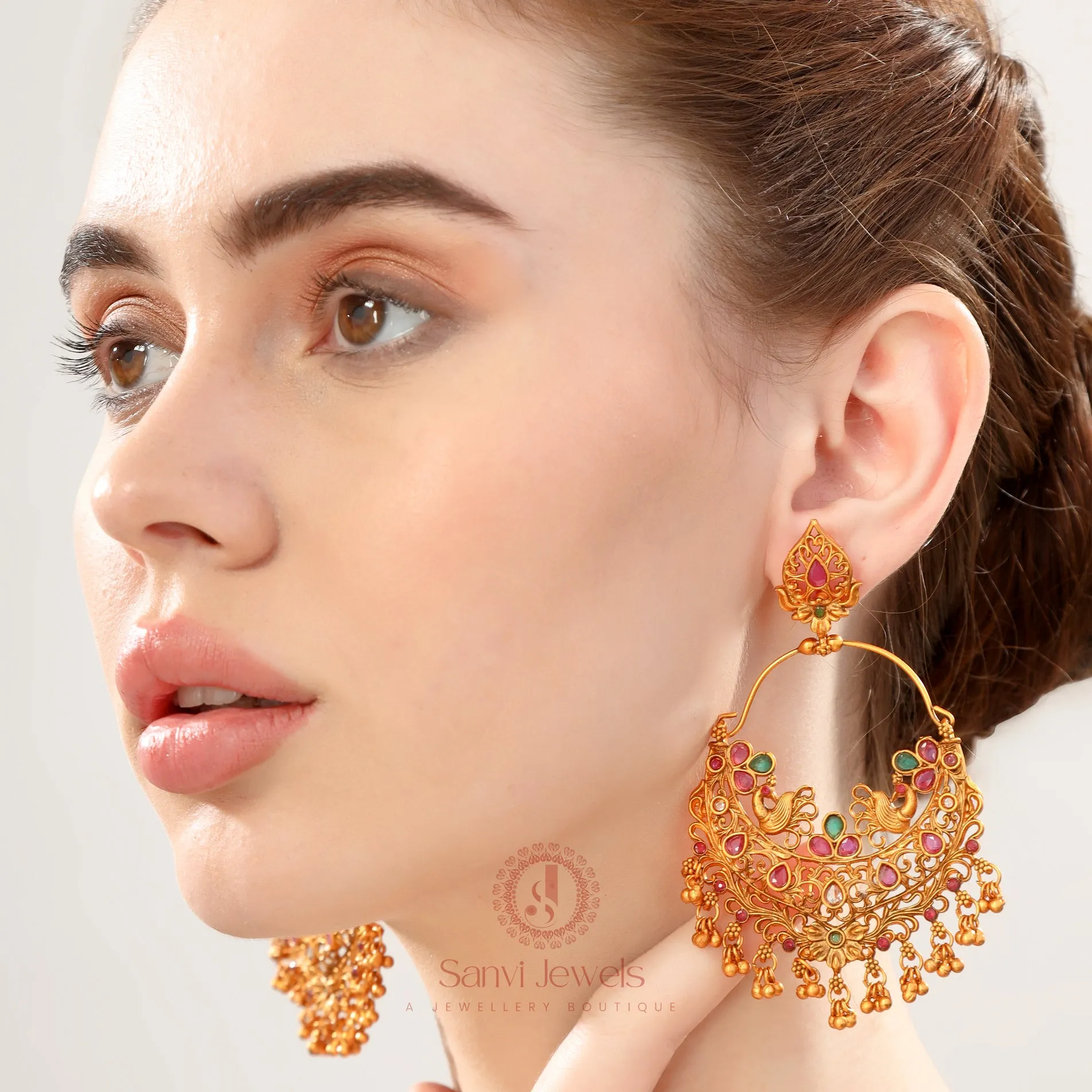 MULTICOLOUR MATT GOLD LOOK CHANDBALI DANGLERS