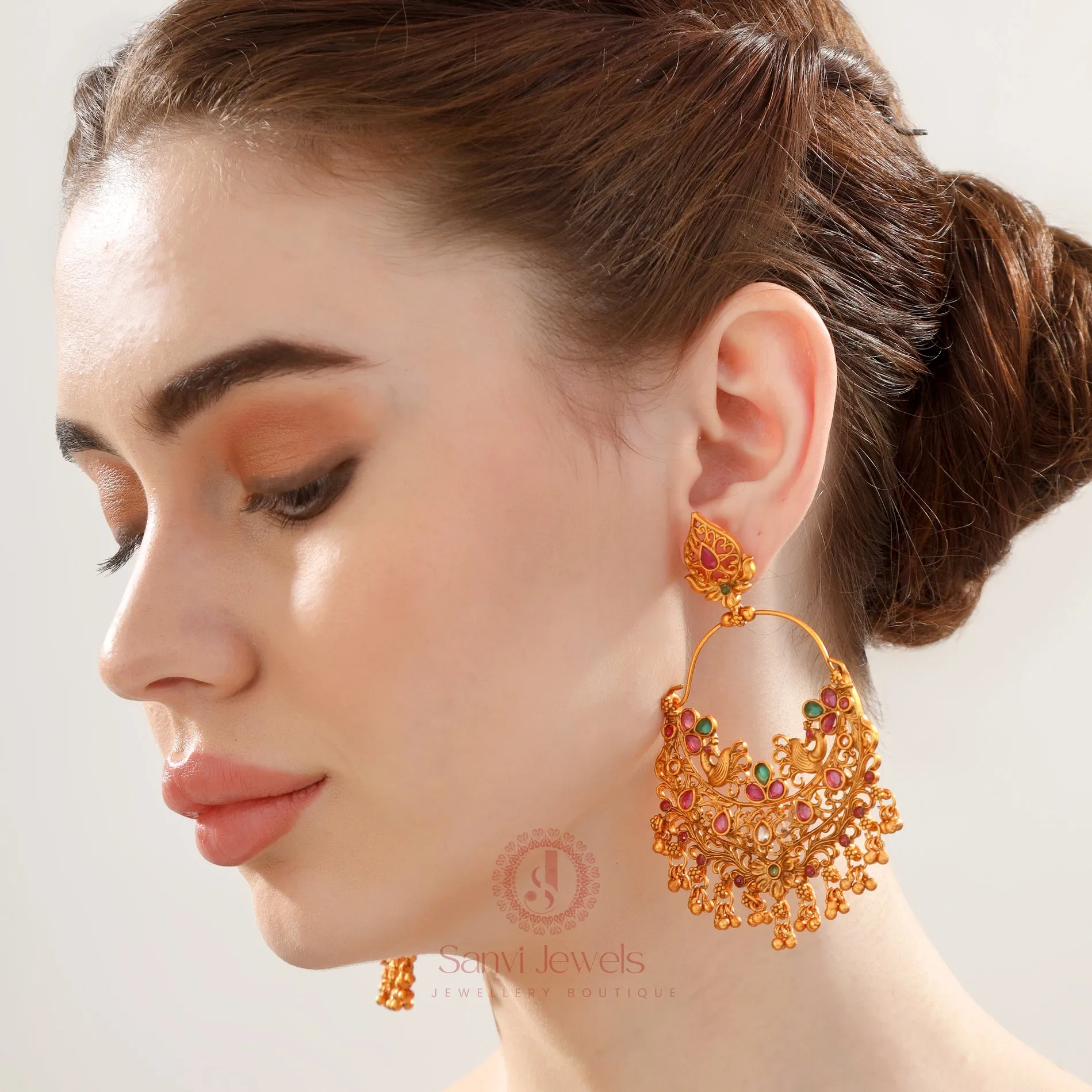 MULTICOLOUR MATT GOLD LOOK CHANDBALI DANGLERS