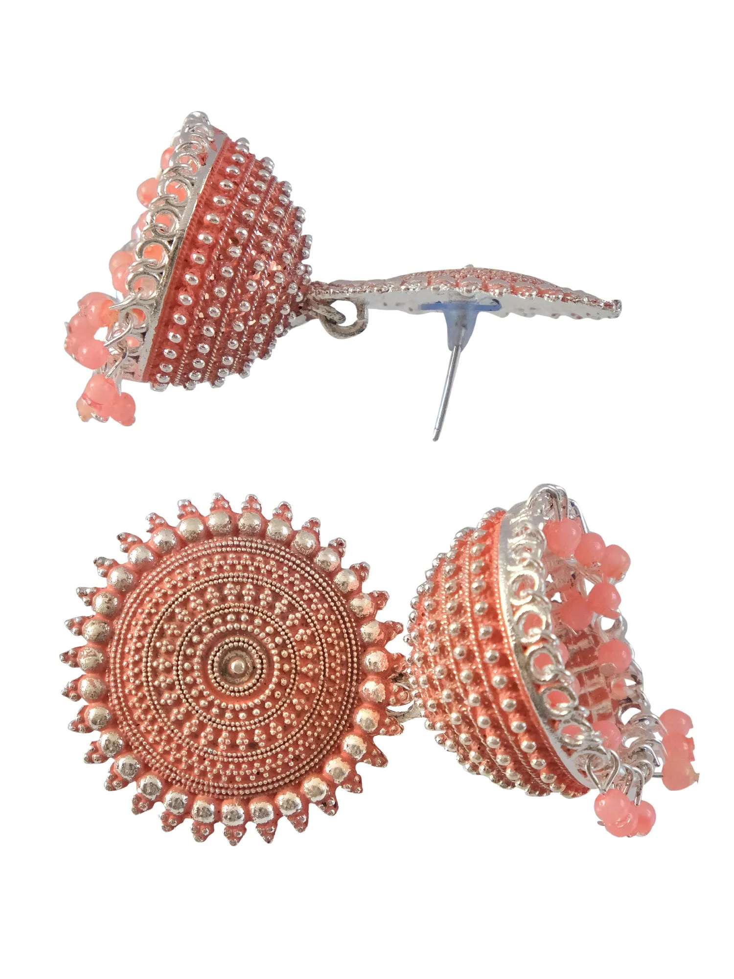 New Design Oxidized German Silver Pink Jhumka Earrings for Women and Girls