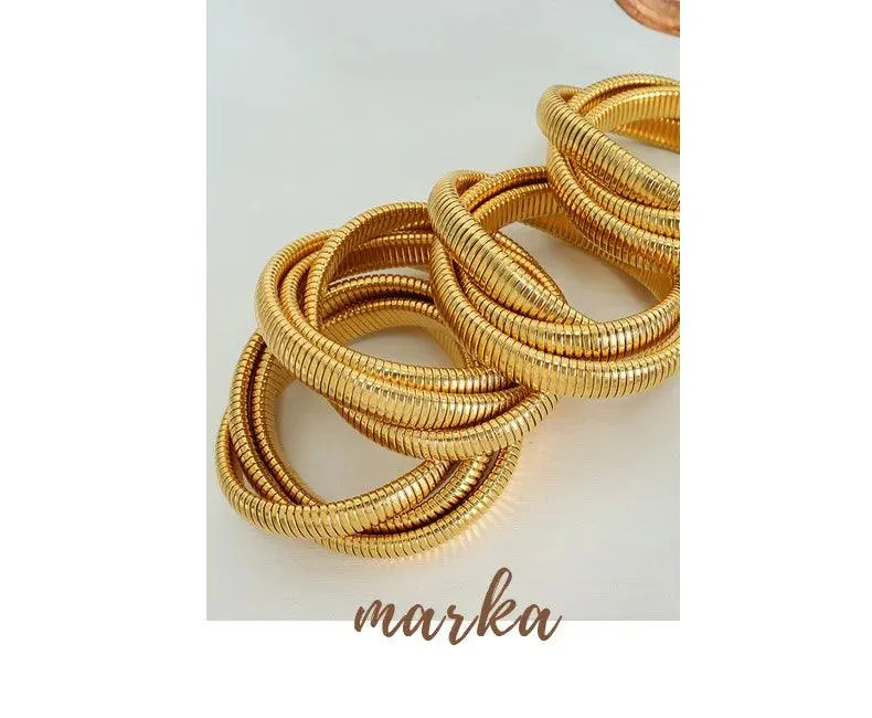 New Fashion Simple Snake Shape Opening Bangle for Women Personality Hiphop Punk Stainless Steel Cuff Bracelet Jewellery