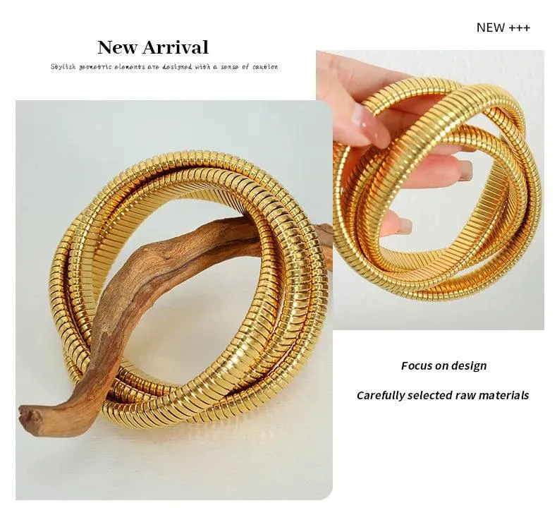 New Fashion Simple Snake Shape Opening Bangle for Women Personality Hiphop Punk Stainless Steel Cuff Bracelet Jewellery