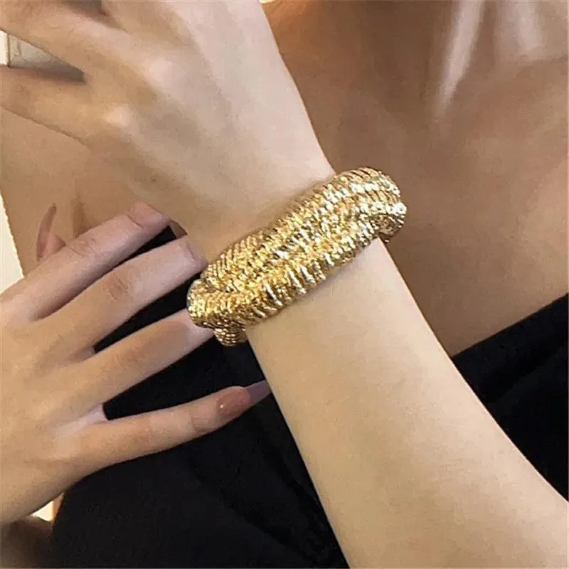 New Hyperbole Metal Open Irregular Textured Bracelets For Women -  Retro Style Personality Cuff Bracelet Jewellery