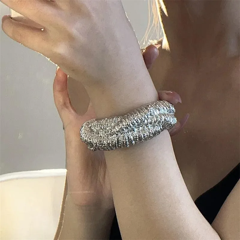 New Hyperbole Metal Open Irregular Textured Bracelets For Women -  Retro Style Personality Cuff Bracelet Jewellery