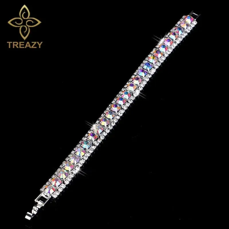 New Luxury Rhinestone Crystal Bracelets & Bangles for Women - Silver Plated Bridal Bracelets Fashion Jewellery