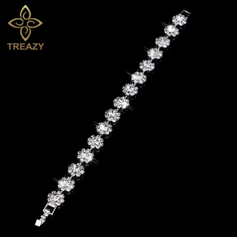 New Luxury Rhinestone Crystal Bracelets & Bangles for Women - Silver Plated Bridal Bracelets Fashion Jewellery
