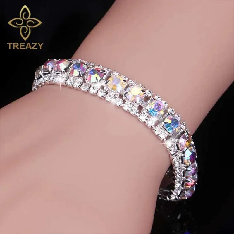 New Luxury Rhinestone Crystal Bracelets & Bangles for Women - Silver Plated Bridal Bracelets Fashion Jewellery