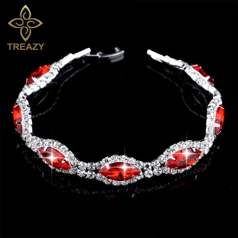 New Luxury Rhinestone Crystal Bracelets & Bangles for Women - Silver Plated Bridal Bracelets Fashion Jewellery