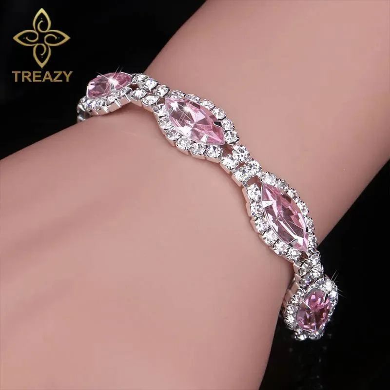 New Luxury Rhinestone Crystal Bracelets & Bangles for Women - Silver Plated Bridal Bracelets Fashion Jewellery