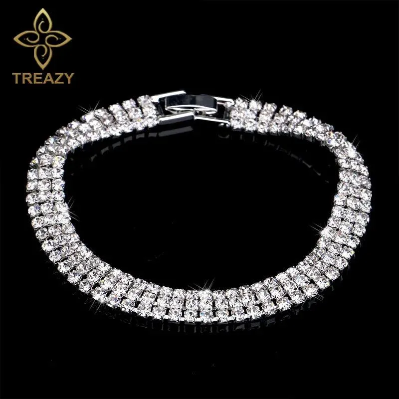 New Luxury Rhinestone Crystal Bracelets & Bangles for Women - Silver Plated Bridal Bracelets Fashion Jewellery