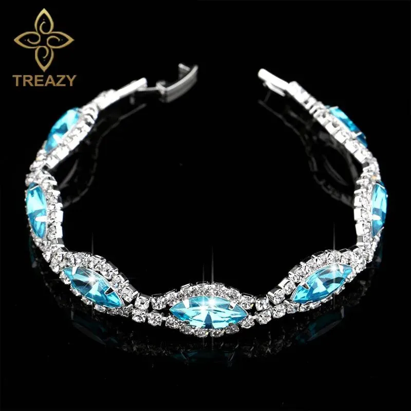 New Luxury Rhinestone Crystal Bracelets & Bangles for Women - Silver Plated Bridal Bracelets Fashion Jewellery