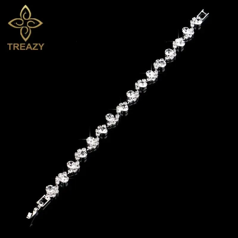 New Luxury Rhinestone Crystal Bracelets & Bangles for Women - Silver Plated Bridal Bracelets Fashion Jewellery