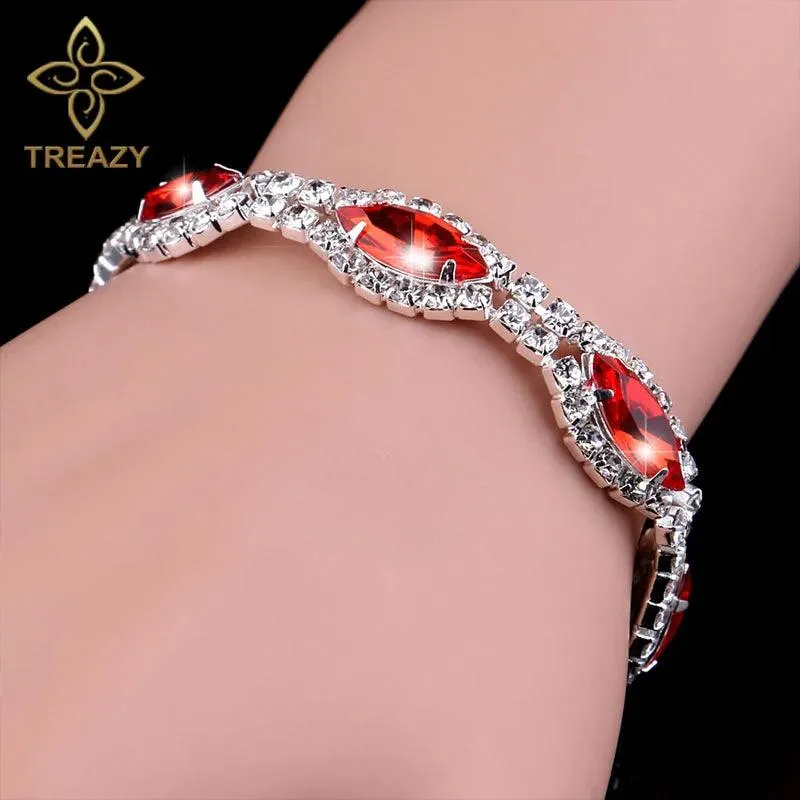 New Luxury Rhinestone Crystal Bracelets & Bangles for Women - Silver Plated Bridal Bracelets Fashion Jewellery