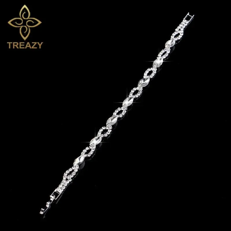 New Luxury Rhinestone Crystal Bracelets & Bangles for Women - Silver Plated Bridal Bracelets Fashion Jewellery