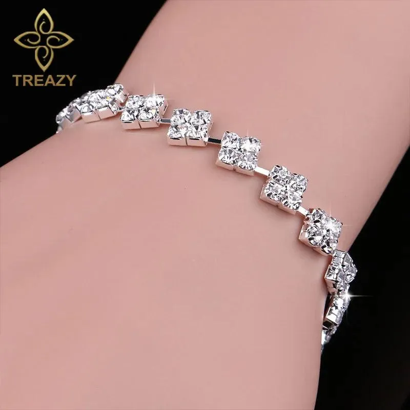 New Luxury Rhinestone Crystal Bracelets & Bangles for Women - Silver Plated Bridal Bracelets Fashion Jewellery