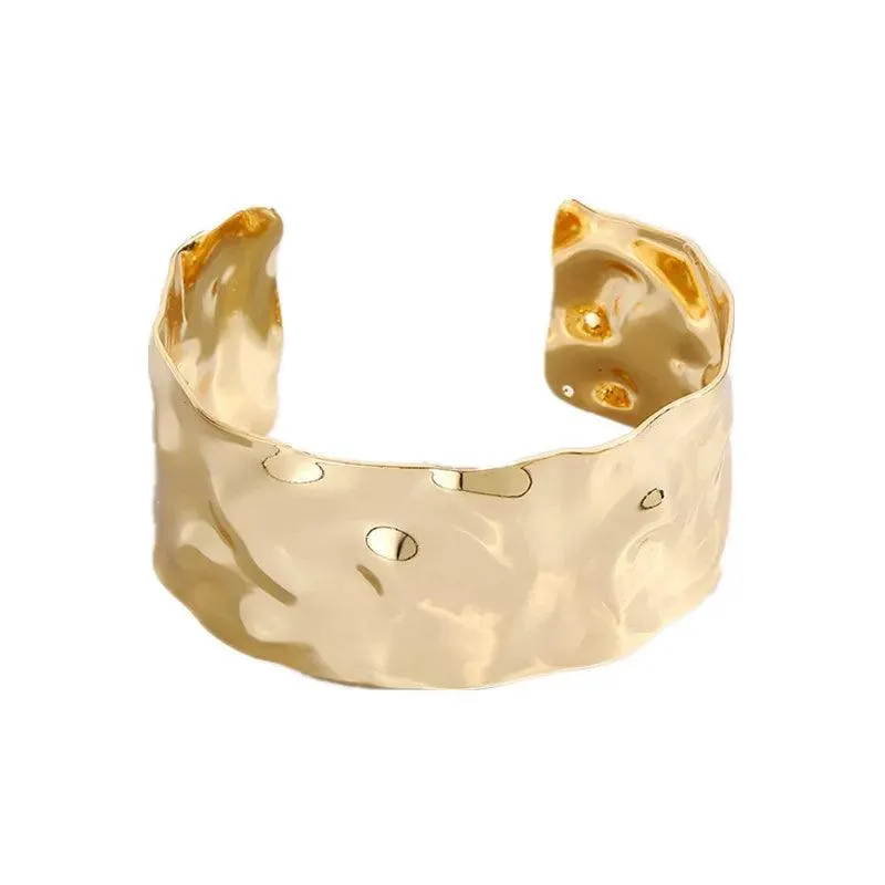New Pleated Face Simple Exaggerated Open Bracelet Bangles For Women - Party Punk Fashion Jewellery