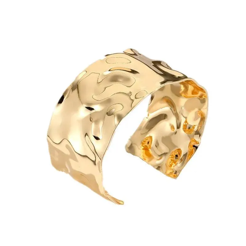 New Pleated Face Simple Exaggerated Open Bracelet Bangles For Women - Party Punk Fashion Jewellery