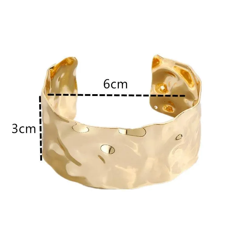 New Pleated Face Simple Exaggerated Open Bracelet Bangles For Women - Party Punk Fashion Jewellery