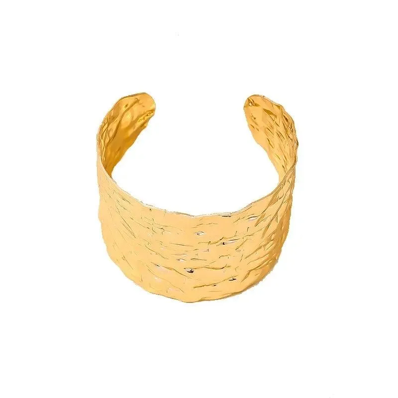 New Pleated Metal Cuff Wide Edition Exaggerated Irregular Bangles Bracelet For Women - Party Fashion Jewellery