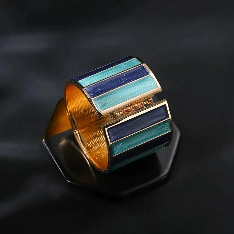 New Punk Style Dripping Oil Alloy Cuff Bangles Bracelets For Women -  Big Metal Bangle Fashion Statement Jewellery