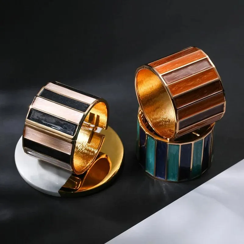 New Punk Style Dripping Oil Alloy Cuff Bangles Bracelets For Women -  Big Metal Bangle Fashion Statement Jewellery