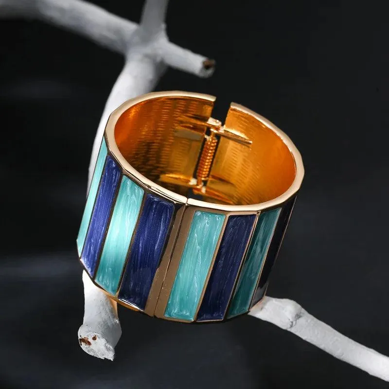 New Punk Style Dripping Oil Alloy Cuff Bangles Bracelets For Women -  Big Metal Bangle Fashion Statement Jewellery