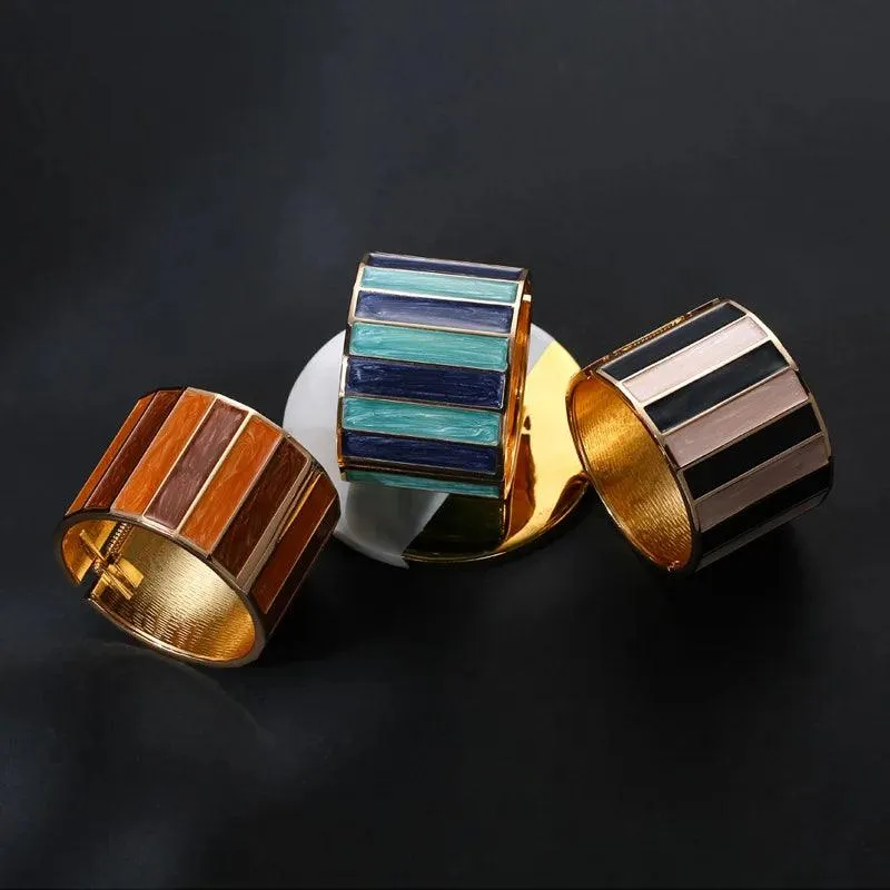 New Punk Style Dripping Oil Alloy Cuff Bangles Bracelets For Women -  Big Metal Bangle Fashion Statement Jewellery