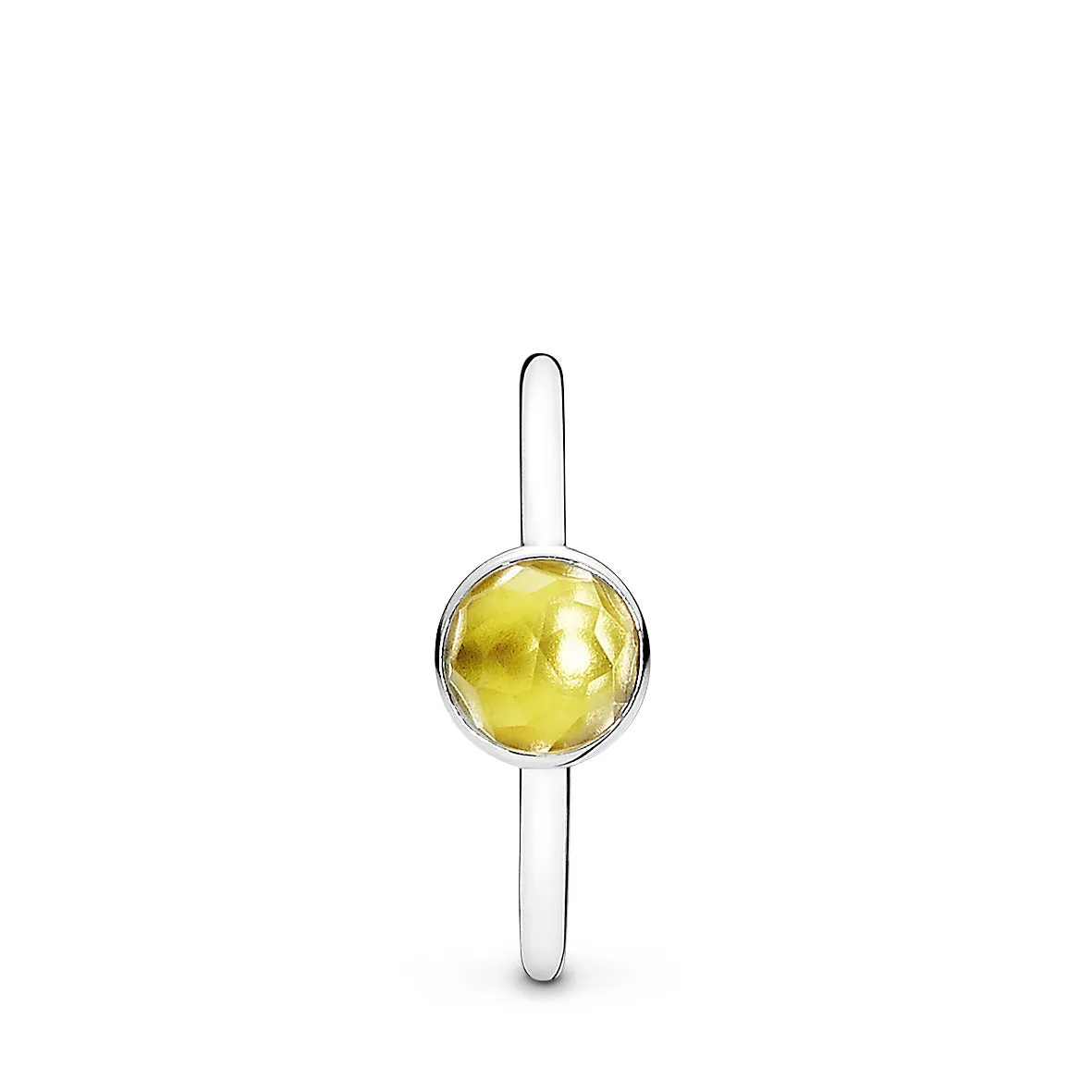 November birthstone silver ring with citrine, 6 mm