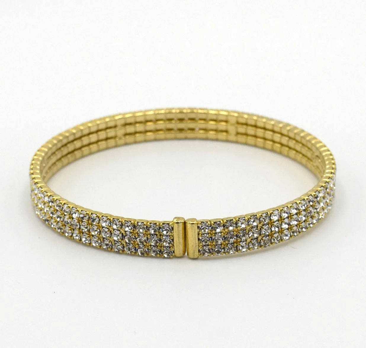 OOH LA LA Crystal Three Row Spring Wrap Bracelet
