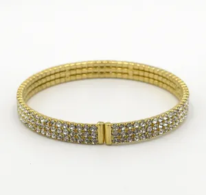 OOH LA LA Crystal Three Row Spring Wrap Bracelet
