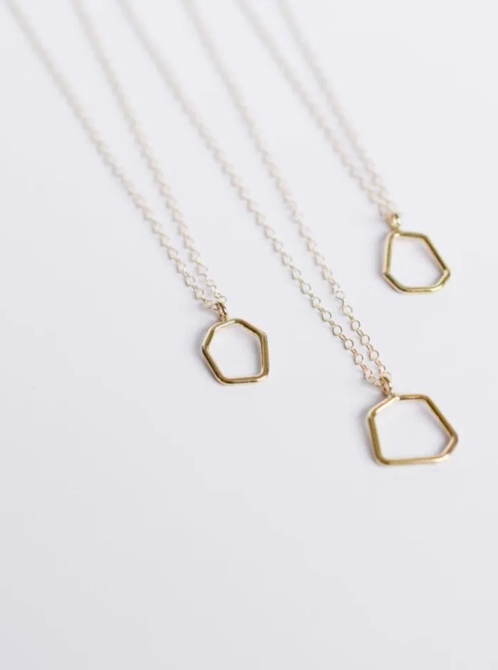 Open Hex Necklace / Gold