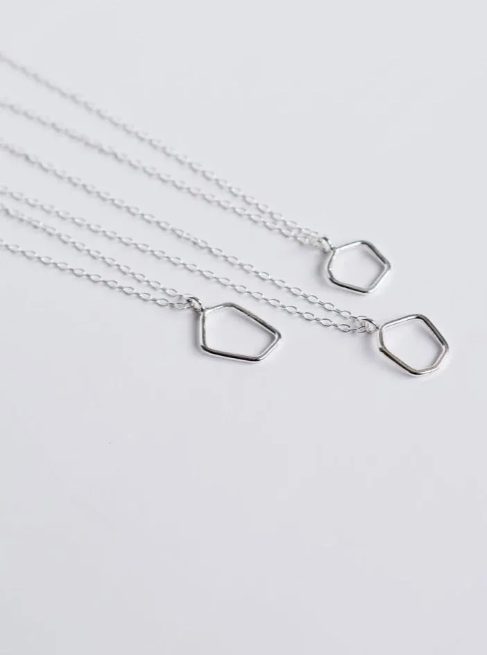 Open Hex Necklace / Silver