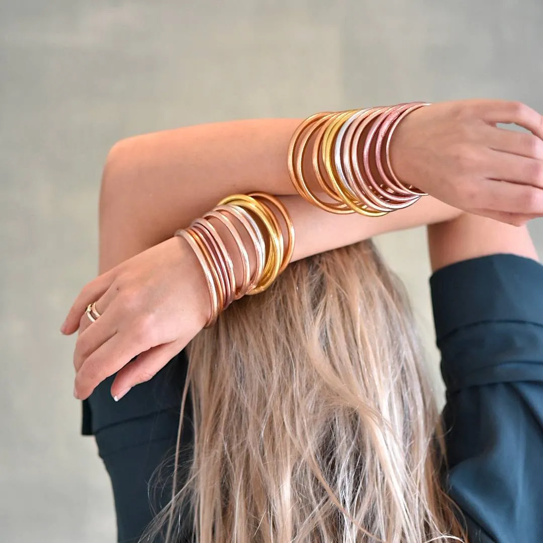 Original Gold Leaf Temple Bangle with Mantra | Champagne Gold