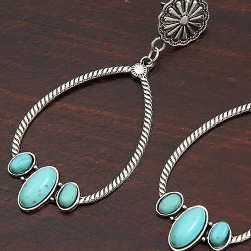 Outfit Enhancing Artificial Turquoise Teardrop Earrings