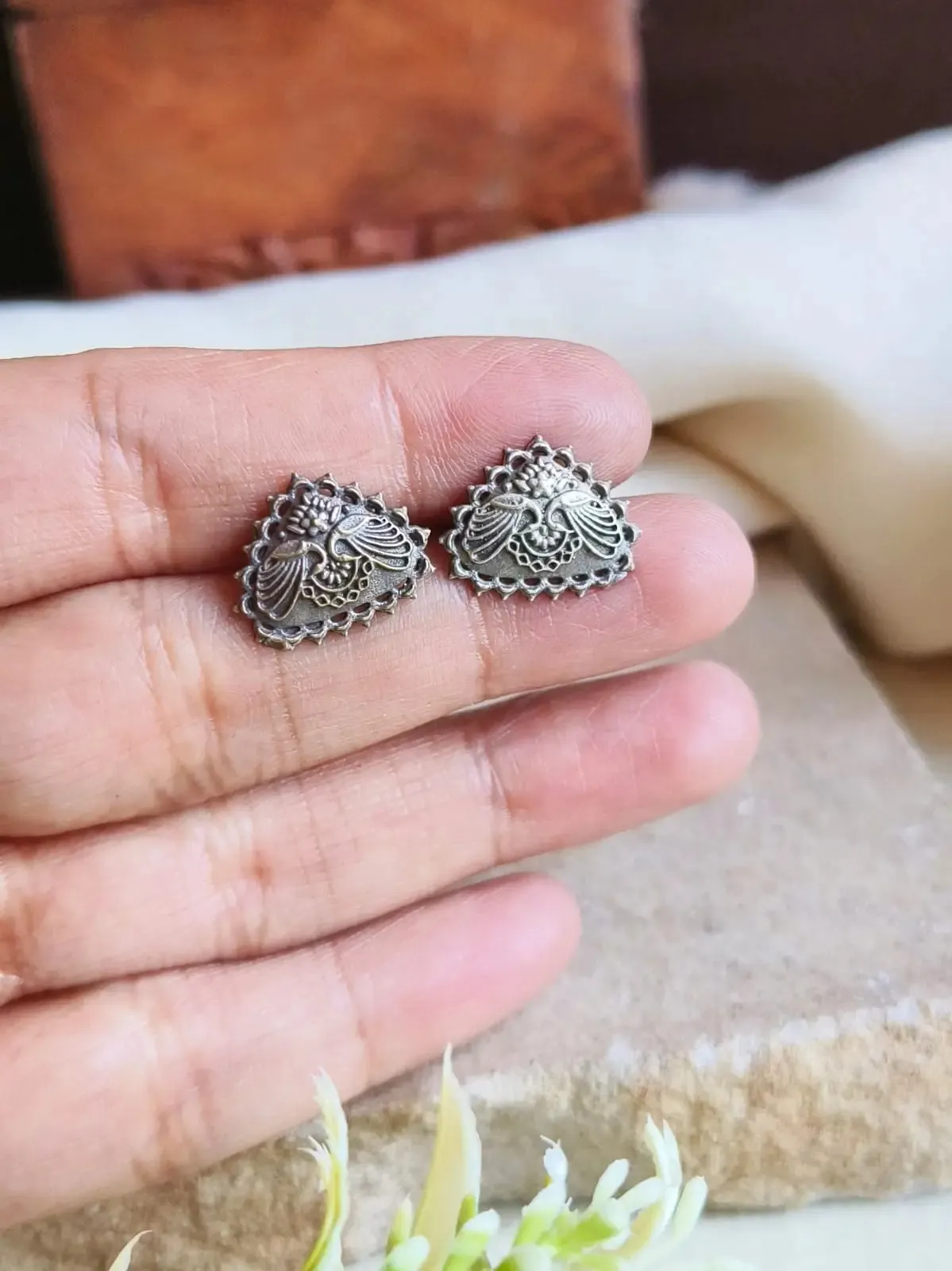 Oxidized Geometrical Stud Earrings for a Chic, Modern Look | Sarichka