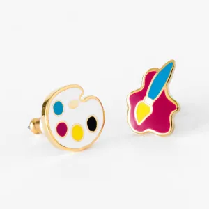 Paint Brush & Palette Earrings