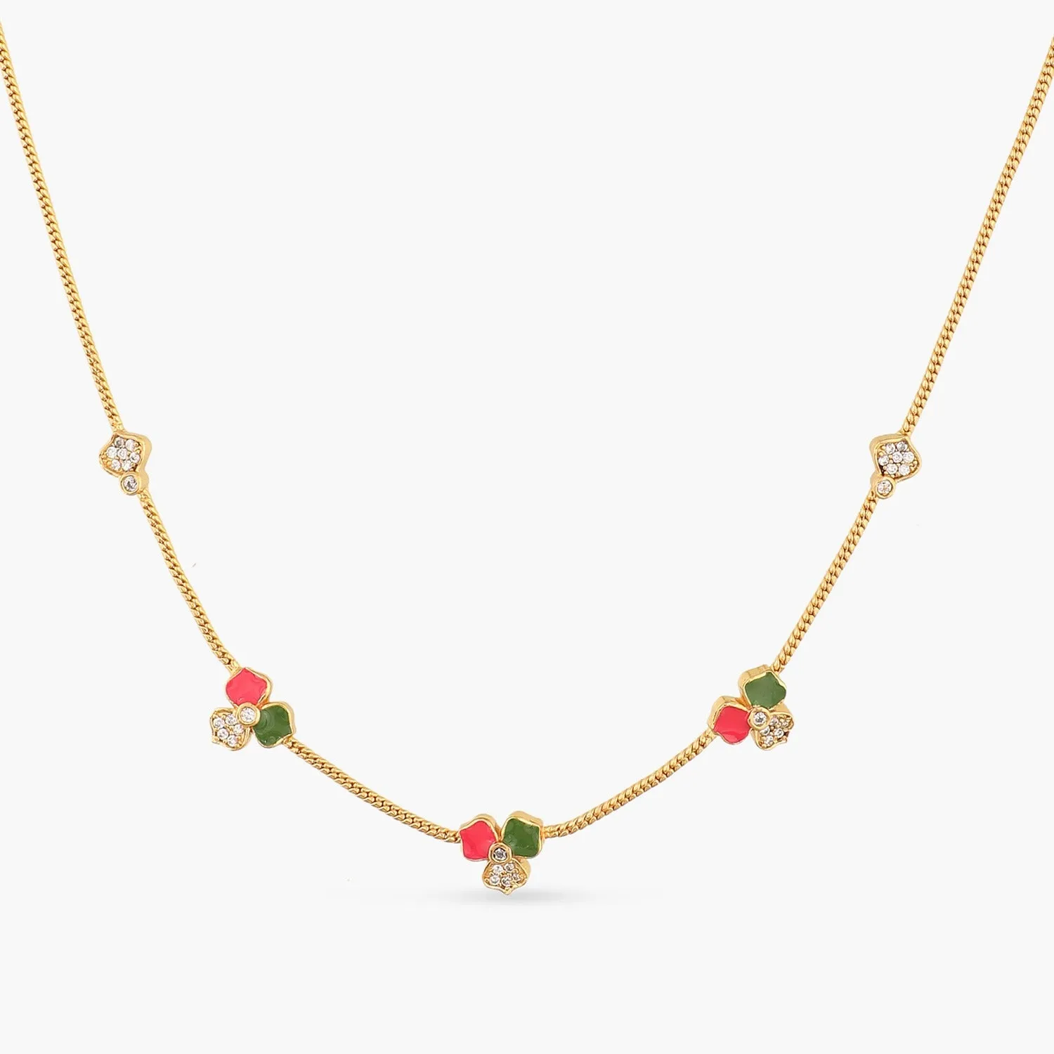 Pansy Floral CZ Simple Necklace