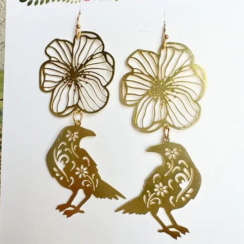 Paradise Flight Brass Earrings