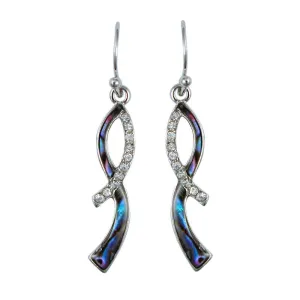 Paua Diamante Twist Ribbon Earrings