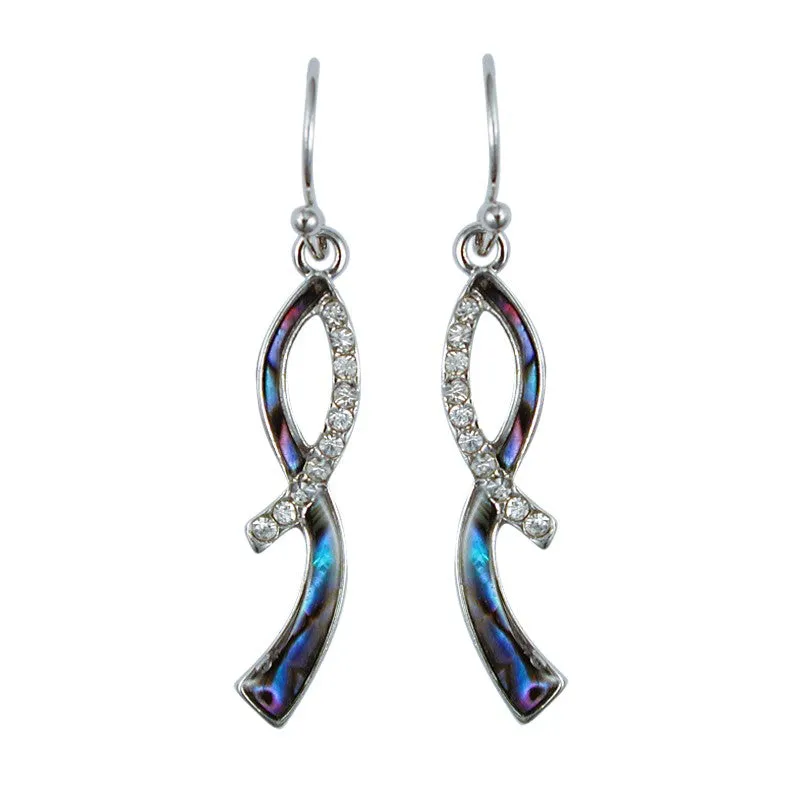 Paua Diamante Twist Ribbon Earrings