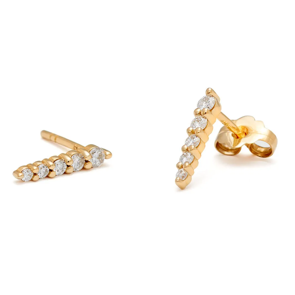 Pavé Pointe Stud Earring (Medium) - 14k Gold & White Diamonds