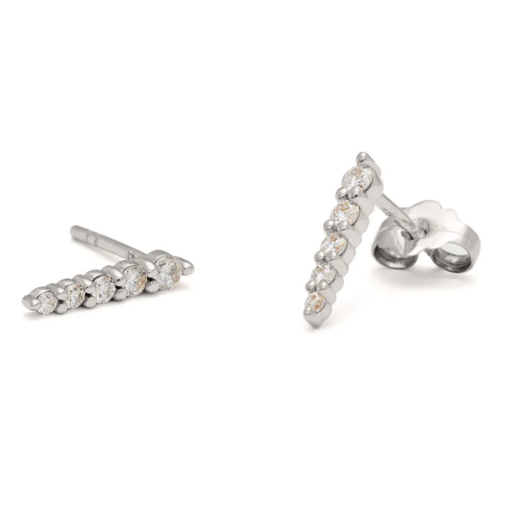 Pavé Pointe Stud Earring (Medium) - 14k Gold & White Diamonds