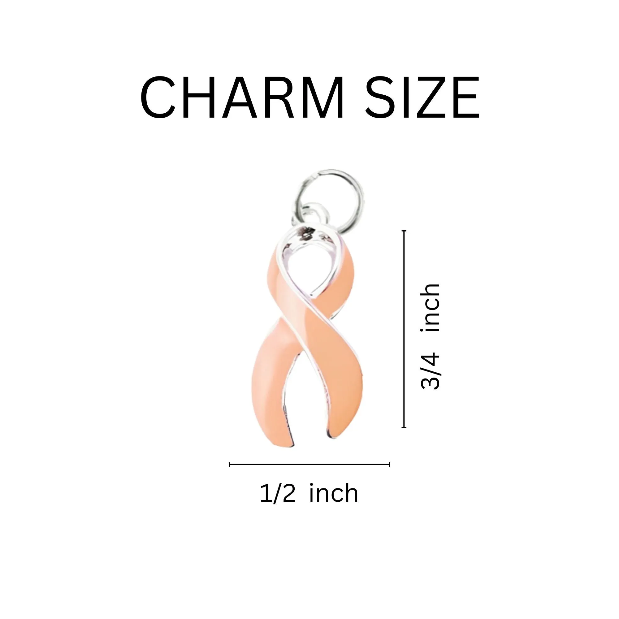 Peach Ribbon Charm Partial Beaded Bracelets